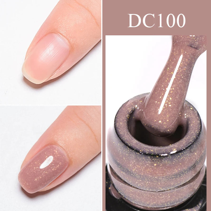 Mtssii 7ml Glitter Rubber Base Gel Polish Gold Sequins Pink White Base Gel Top Coat Soak Off UV LED Nail Art Varnish Manicure