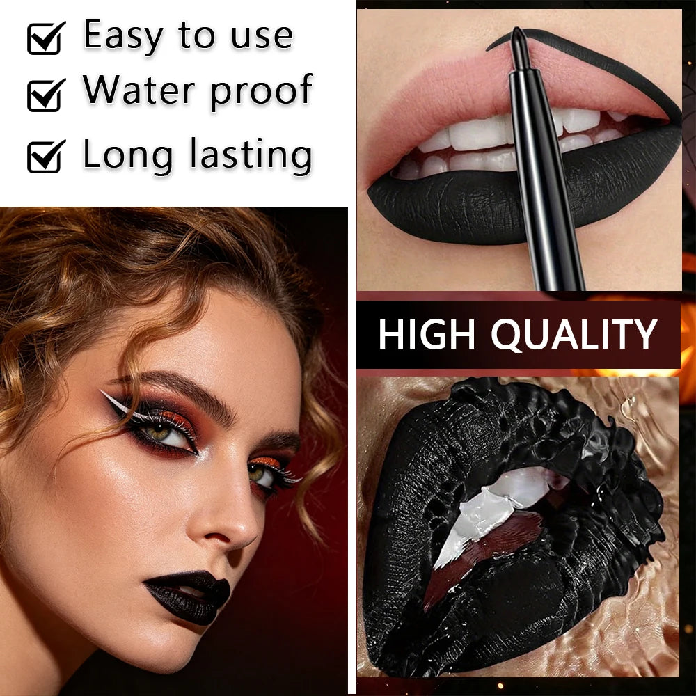 Halloween matte lip gloss, long-lasting and waterproof, highly pigmented and easy to apply, gothic style