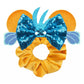 Disney Mouse Ears Velvet Scrunchies Hairband Women Elastic Ponytail Holder Girls Sequin Bow 2023 Kids Party DIY Hair Accessories