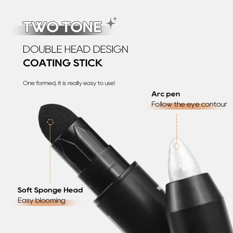 Pearlescent Eyeshadow Pencil Stick Highlight Stick, Black & Grey Shimmer Eye Shadow Pen with Eyeliner, 1pc