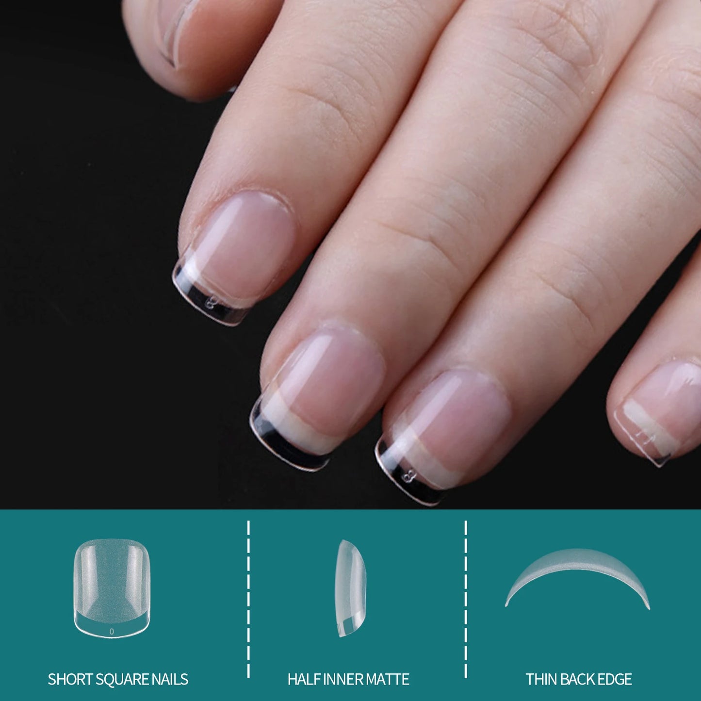 Nailpop 120pcs Nail Tips Extra Short Almond Coffin Square Half Matte Clear Style Full Cover Acrylic Fake Nail Capsule