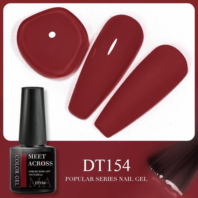 MEET ACROSS 7ml 140 Colors Glitter Gel Nail Polish Fluorescent Laser Semi Permanent Soak Off Nail Art UV Gel Varnish Manicure