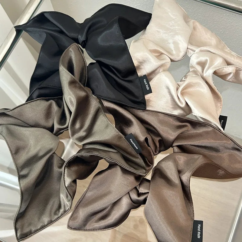 Satin Silk Square Scrunchies Elastic Hair Bands Women Girls Solid Ponytail Holder Large Hair Ties Rope Hair Accessories Fashion
