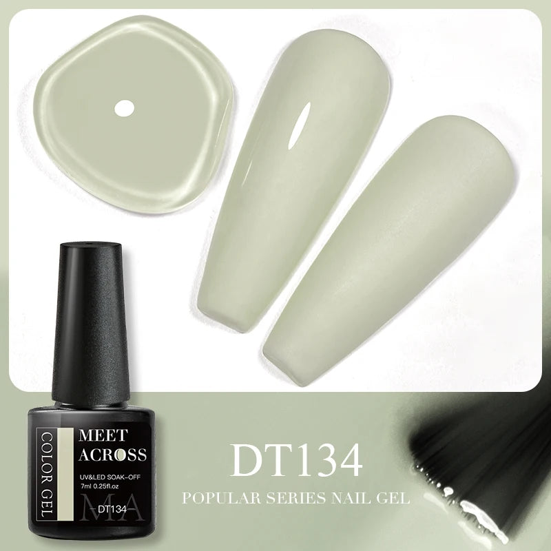 MEET ACROSS 7ml 140 Colors Glitter Gel Nail Polish Fluorescent Laser Semi Permanent Soak Off Nail Art UV Gel Varnish Manicure
