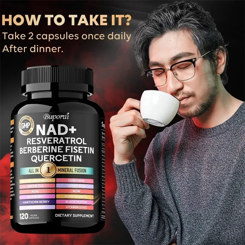 NAD Resveratrol Berberine - Cellular Health, Supports Endurance, Healthy Aging, Cardiovascular Function