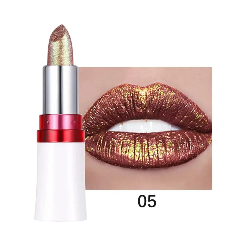 Metallic Lipstick Blue Purple Chameleon Lipstick Glitter Diamond Shimmer Color Changing Lip Gloss Pearl Shine Charming Makeup