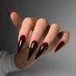 Wine Red Long Stiletto Fake Nails for Halloween Party Full Cover Press On Nail Spicy Girls Charm Manicure Daily False Nail 24Pcs