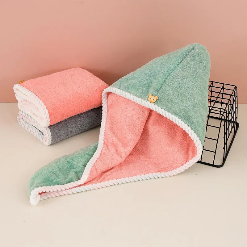 Ultra-Absorbent Microfiber Hair Towel - Double-Layered, Quick-Dry Design - Ideal for Shower, Gym & Spa Use