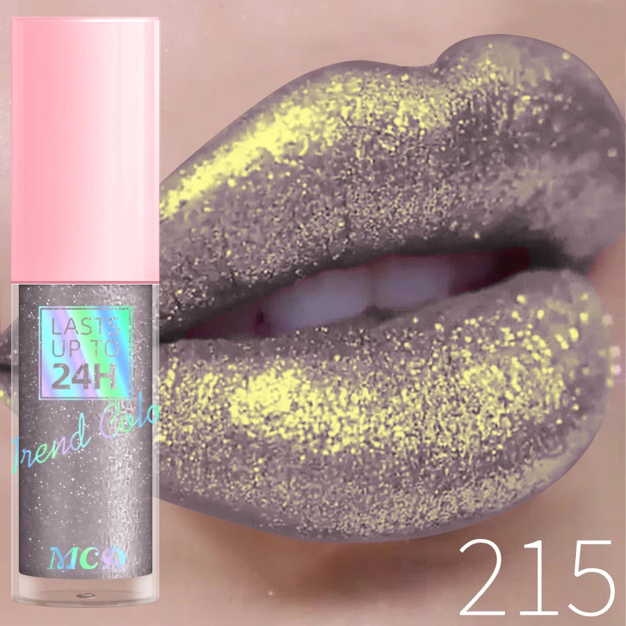 18 Colors Diamonds Glitter Lip Gloss Long Lasting Waterproof Liquid Lipstick Pearl Shining Lip Color Sparking Lip Makeup Women