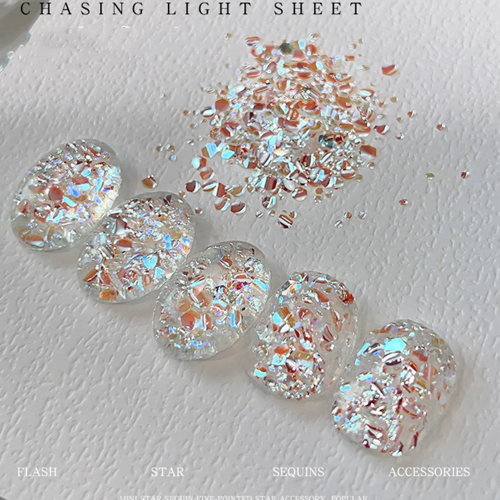 1/2Boxes 3D Sparkling Silver Nail Art Fairy Flakes Iridescent Laser Ultra-thin Dazzling Nail Glitter Sequins  Manicure Decoratio