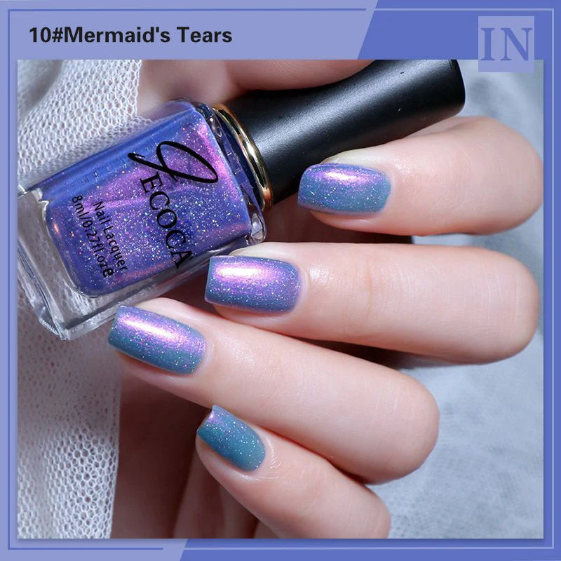 Laser Glitter Nail Polish Rainbow Nail Polish 8ml Laser Varnish Shining Glitter Nails 3-in-1 Water Based Nagel Nail Art Tools