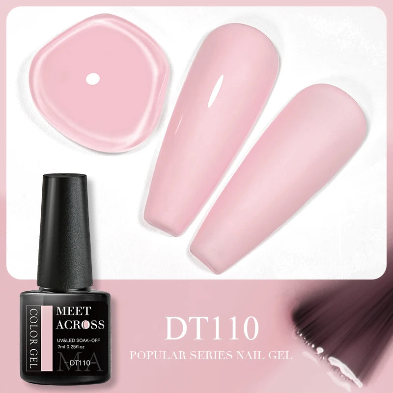 MEET ACROSS 7ml 140 Colors Glitter Gel Nail Polish Fluorescent Laser Semi Permanent Soak Off Nail Art UV Gel Varnish Manicure