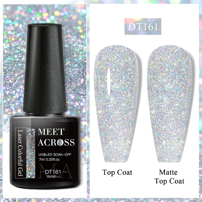 MEET ACROSS 7ml Purple Nail Gel Polish Semi Permanent Nail Art For Nails Decoration UV LED Painting Gel Varnish Nail Supplies