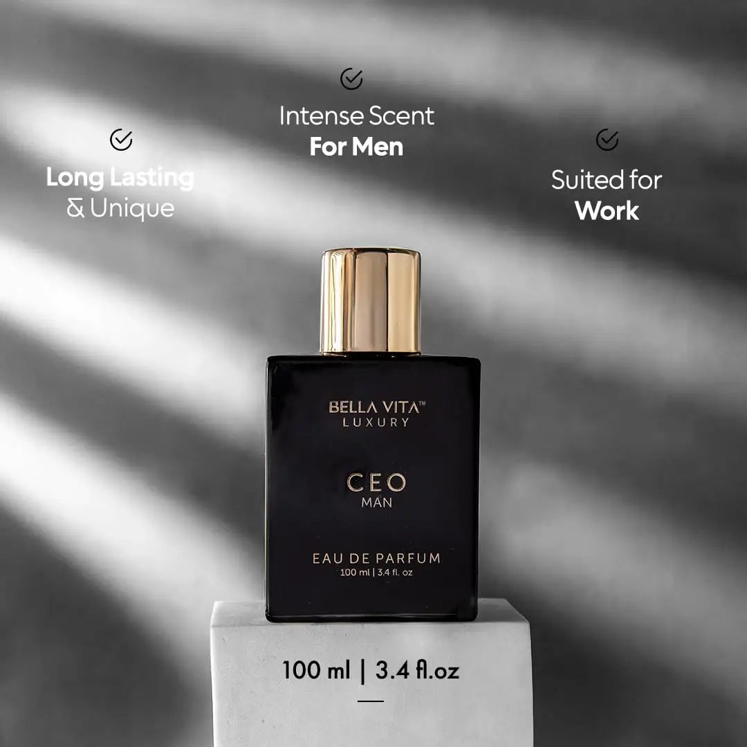 BellaVita Luxury CEO Men's Perfume 3.38 Fl.oz Long-Lasting Fragrance with Lemon Lavender Tonka Vetiver Moss for Men