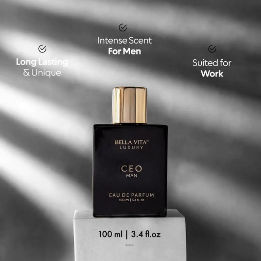 BellaVita Luxury CEO Men's Perfume 3.38 Fl.oz Long-Lasting Fragrance with Lemon Lavender Tonka Vetiver Moss for Men