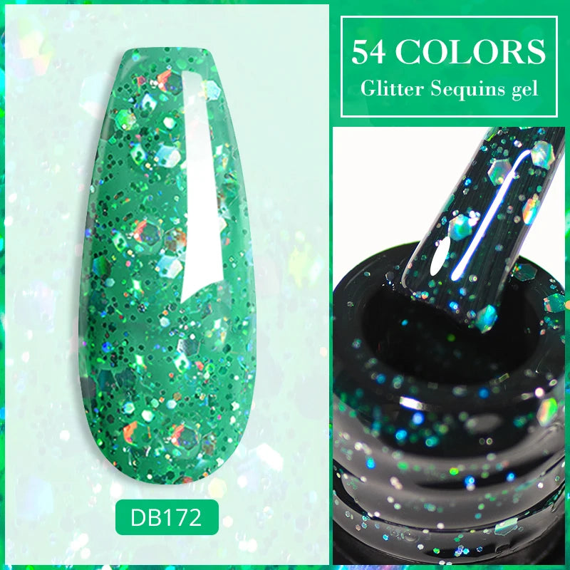 Mtssii 7ml Glitter Rubber Base Gel Polish Gold Sequins Pink White Base Gel Top Coat Soak Off UV LED Nail Art Varnish Manicure