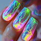 24pcs Short Square Press on Nails Jade Flower Sparkling Powder Designs Fake Nails with Glue Green Gradient Full Cover Nail Tips