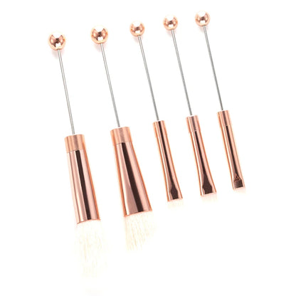 5Pcs Beaded Eyeshadow Brush Diy Beaded Cosmetic Brush Make Up Brushes Tool Kit Metal Handle Durable Eye Makeup Brushes