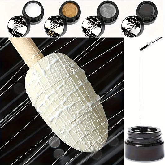 Nail Art Elastic Gel Polish for Carving and Painting Designs, 4 Colors