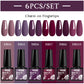 Mtssii 6PCS/Set Sparkly Nude Pink Gel Nail Polish Glitter Semi Permanent Nail Art LED UV Soak Off Gel Varnish Nail Supplies
