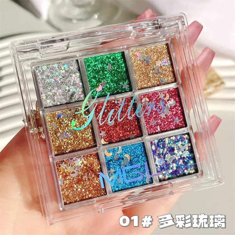 16-Grid 16 Color Solid Rubbing Powder Palette for Nail Art DIY Gradient Smudge Pat-pat Powder Nail Art Manicure Gradient Pigment
