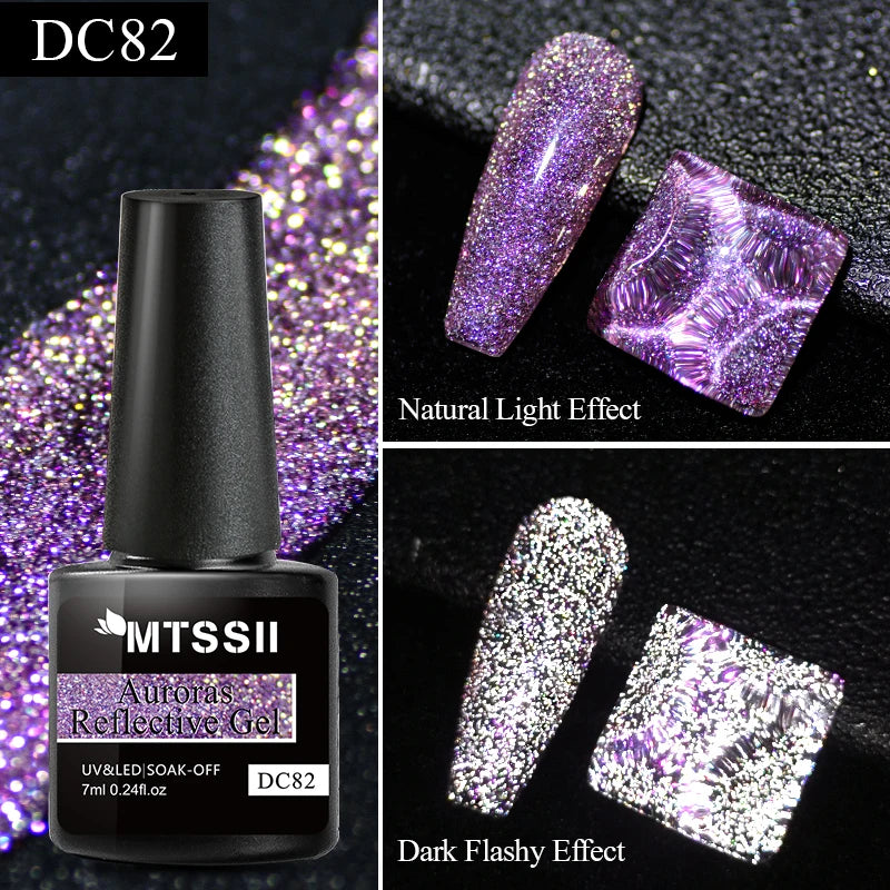 Mtssii 7ml Reflective Glitter Thermal Gel Nail Polish Color Changing Gel Semi-permanent Nail Art Varnishes Soak Off UV LED Gel