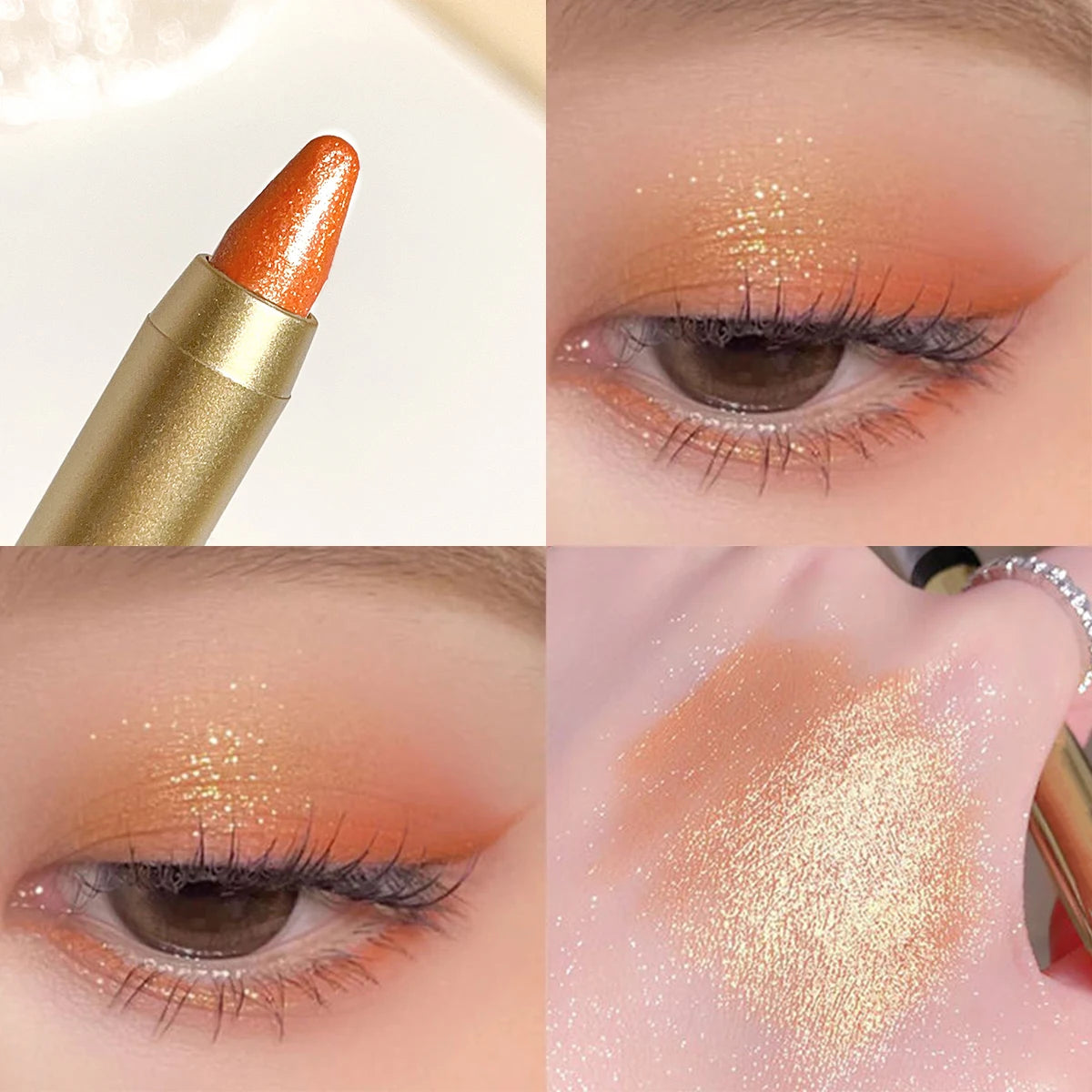 The dual-ended eyeshadow pencil highlighter illuminates the eyeshadow stick without smudging for a natural contour