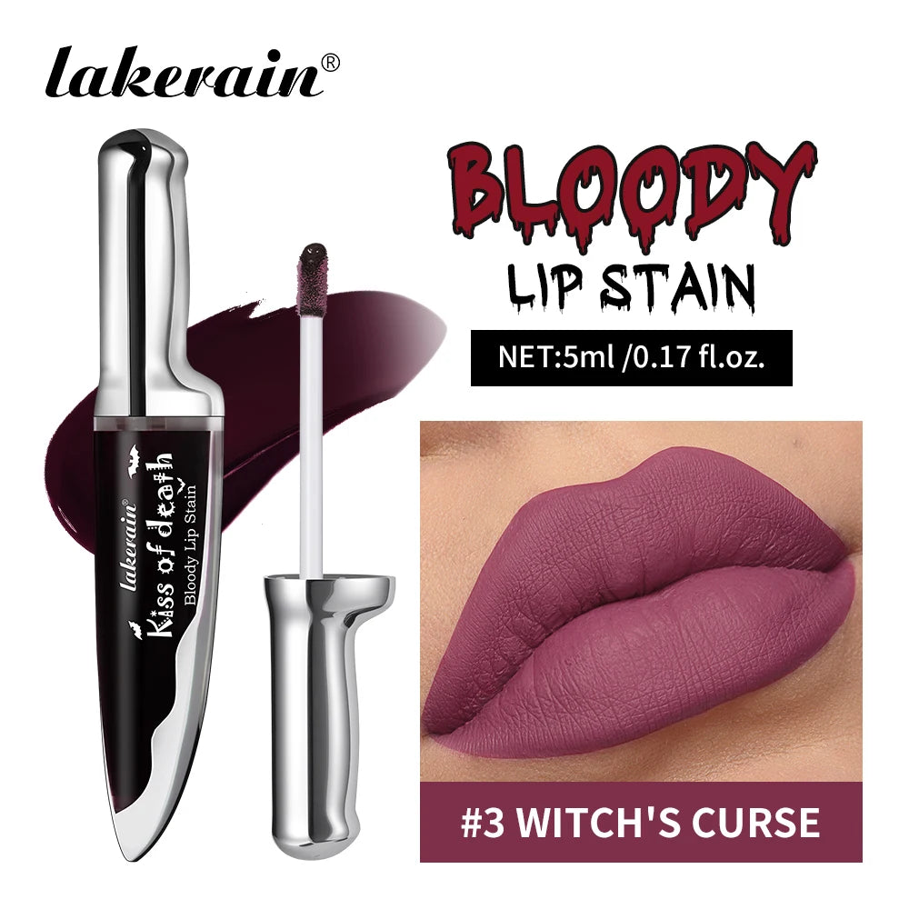 Halloween Matte Lip Stain Liquid Lipstick Dark Shades Lip Tint Smudge‑Resistant Lip Gloss Cosplay Party Long‑Wear Lip Makeup