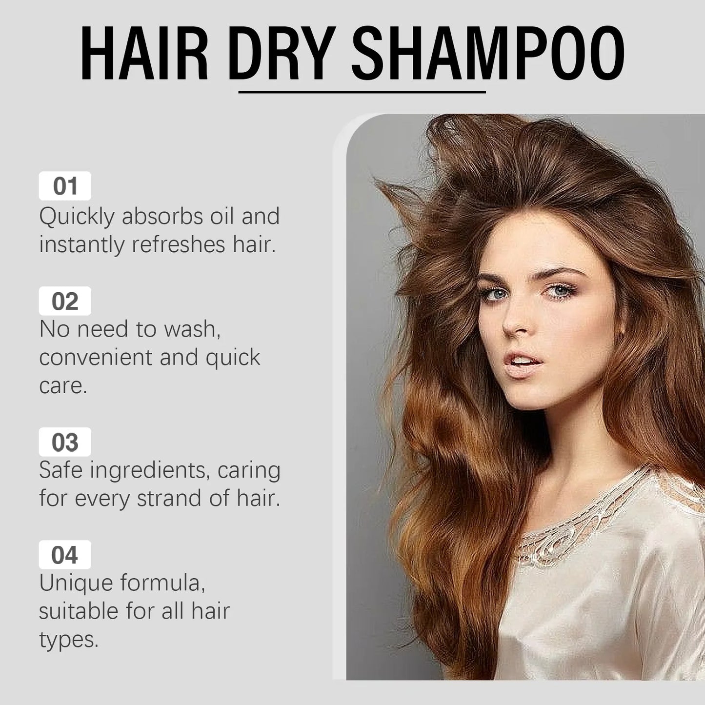 New Natural Dry Shampoo Oil Control Refreshing Fluffy Increase Luster Hair Washing Free Organic Fresh Volumizing Dark Hair Spray