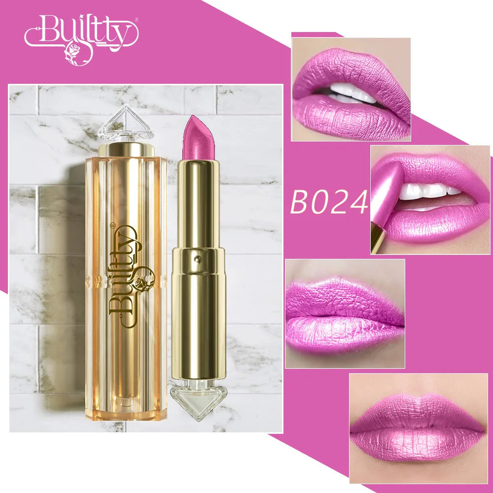 12 Colors Magic Pink Glitter Lipstick Matte Gliter Shimmer Super Finish Matte Velvet Waterproof Glitter Lipsticks