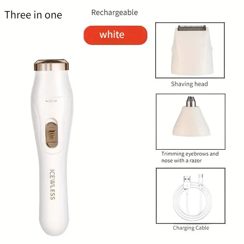 3-in-1 electric hair removal set, USB rechargeable nose hair trimmer, underarm, leg hair, nose hair removal device