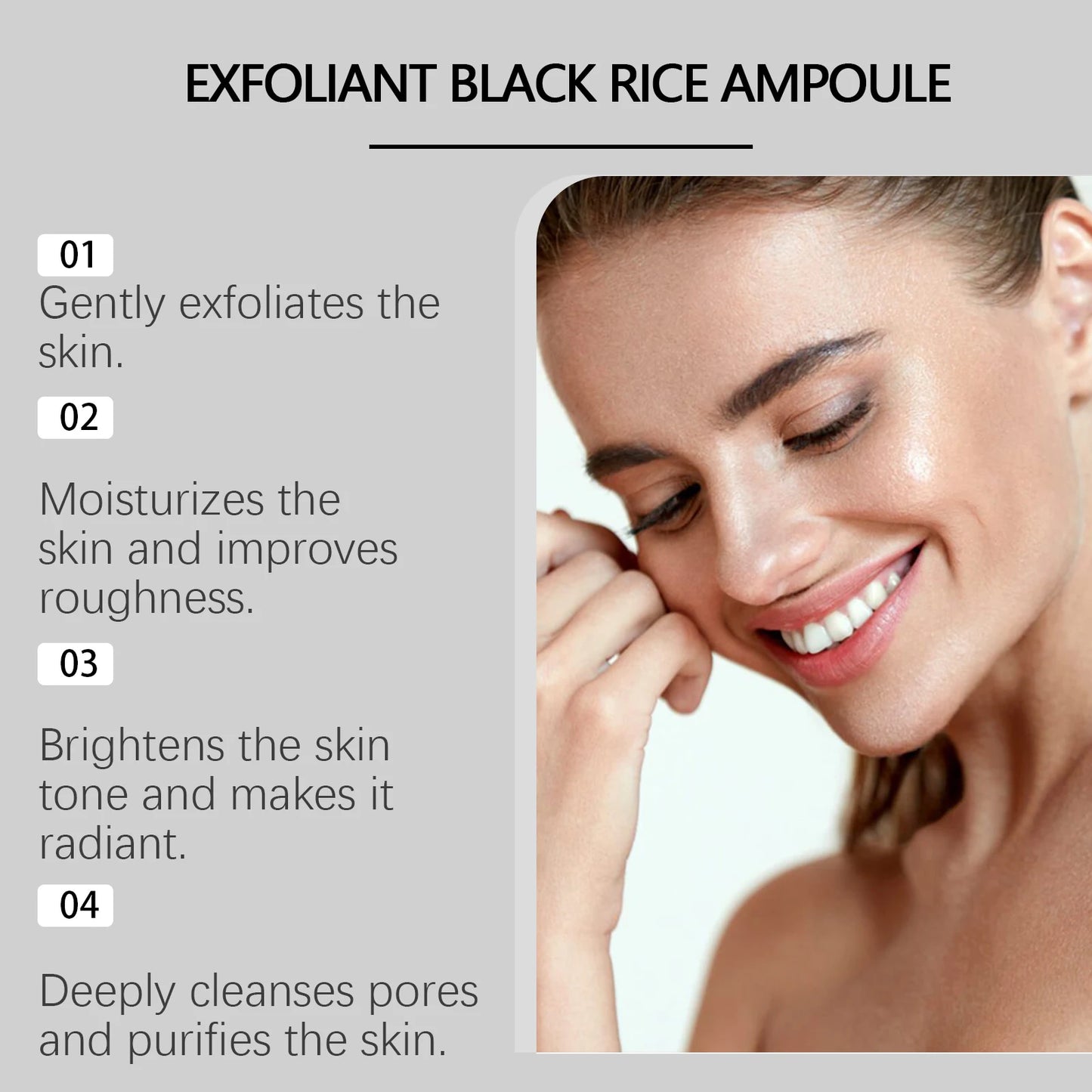 Black&White Rice Exfoliating Essence Dead Skin Remover Facial Glowing Replenisning Shrink Pore Hyaluronic Acid Brightening Serum