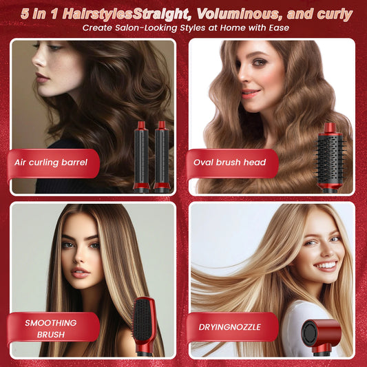 5 IN 1 Hair Dryer Multi Style With Hair Brush Curling Iron Hair Straightener Personal Care Styling Tool Electric Hair Dryer Comb