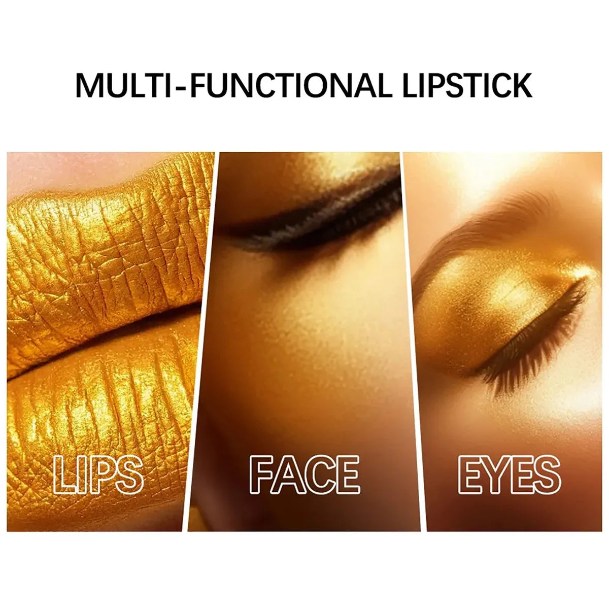 High-pigmented Gold Lipstick Shiny Metallic Matte Velvet Waterproof Long Lasting Sexy Gold Lip Gloss Women Lip Makeup Halloween