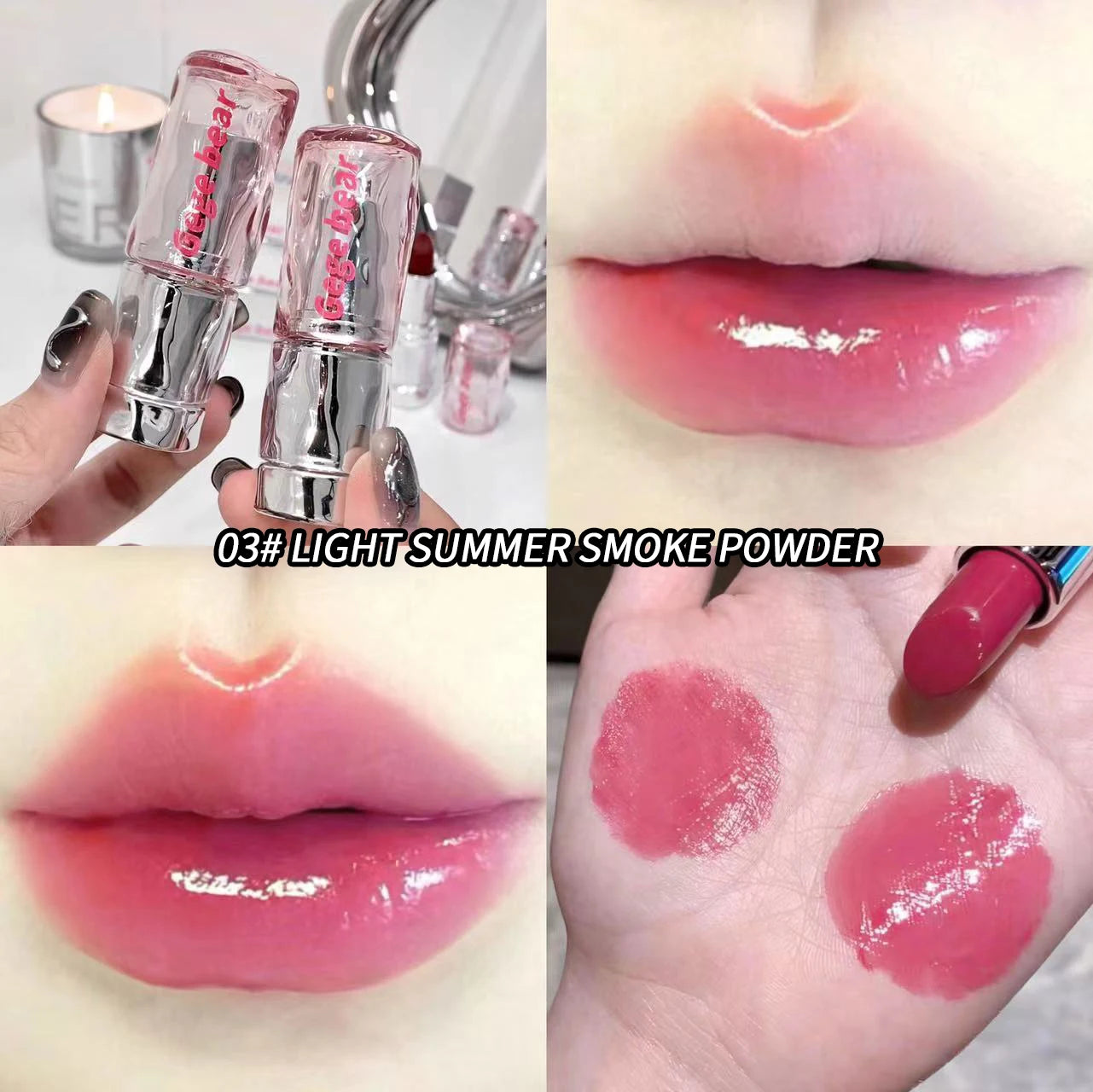 Gege bear Lightweight and translucent lipstick Watery Lip Gloss Lightweight Moisturizing Non-clumpy Ombre-lip Non-sticky