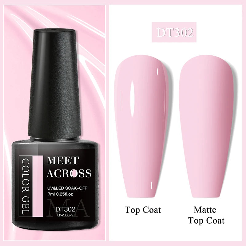 MEET ACROSS 7ml Black White Red Gel Nail Polish Glitter Semi Permanent Nail Supplies Gel Vernis for All-Season Nails Design