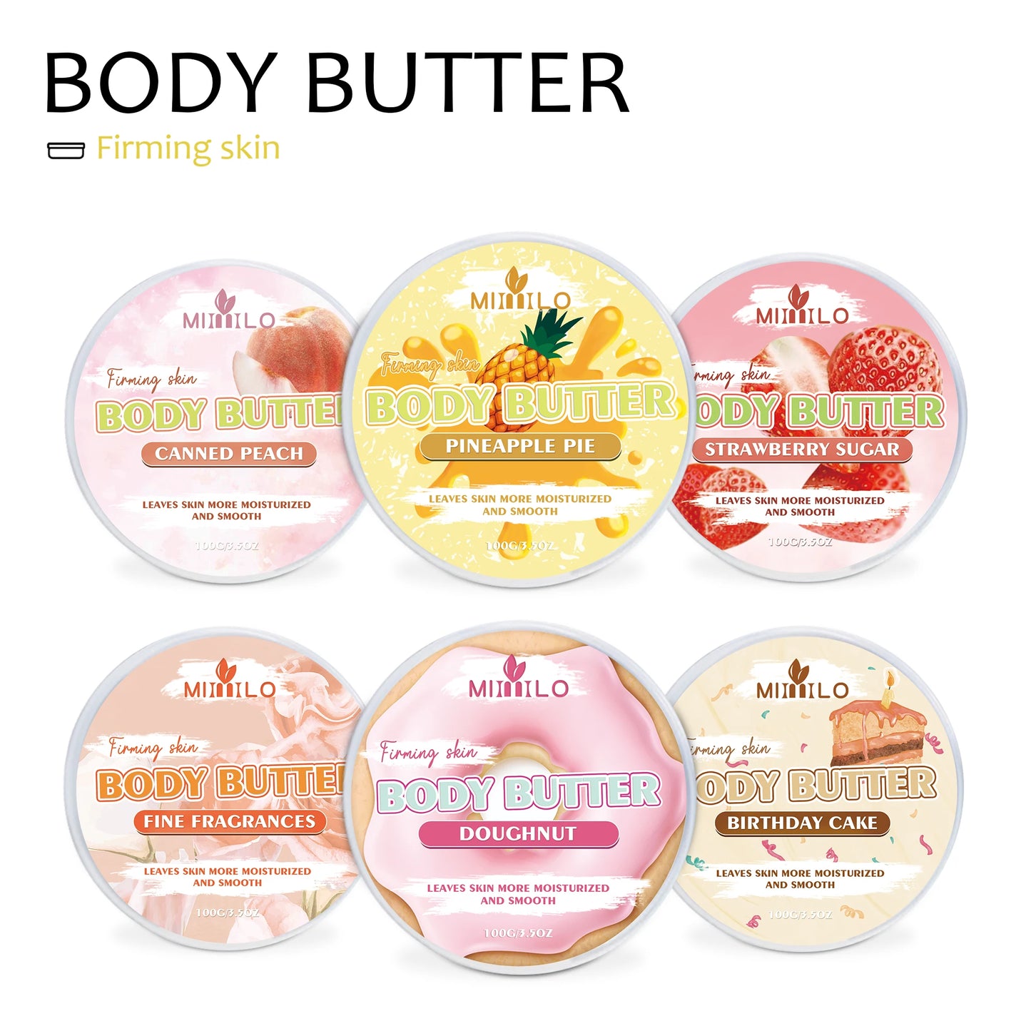 100g Moisturizing Body Glaze Cream 6 Sweet Flavors Body Butter Hydration Soft Smooth Skin Non Sticky Non Tightening