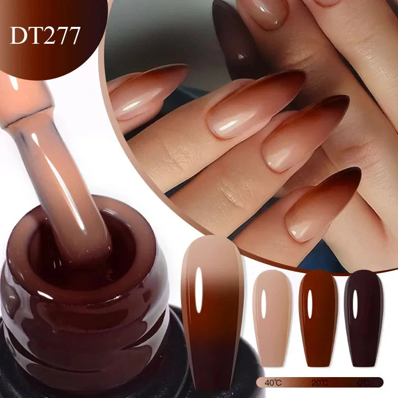 MEET ACROSS 7ml Eggshell Thermal Gel Nail Polish Temperature Changing Gradient Nail Art Varnish Winter Soak Off Gel For Nails