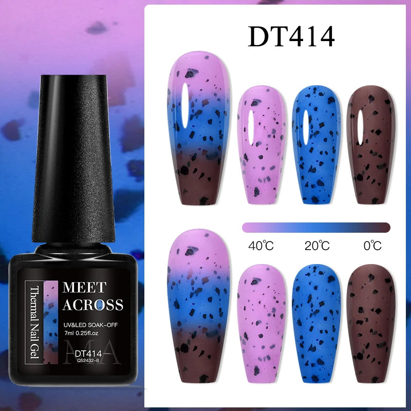 MEET ACROSS 7ml Eggshell Thermal Gel Nail Polish Temperature Changing Gradient Nail Art Varnish Winter Soak Off Gel For Nails