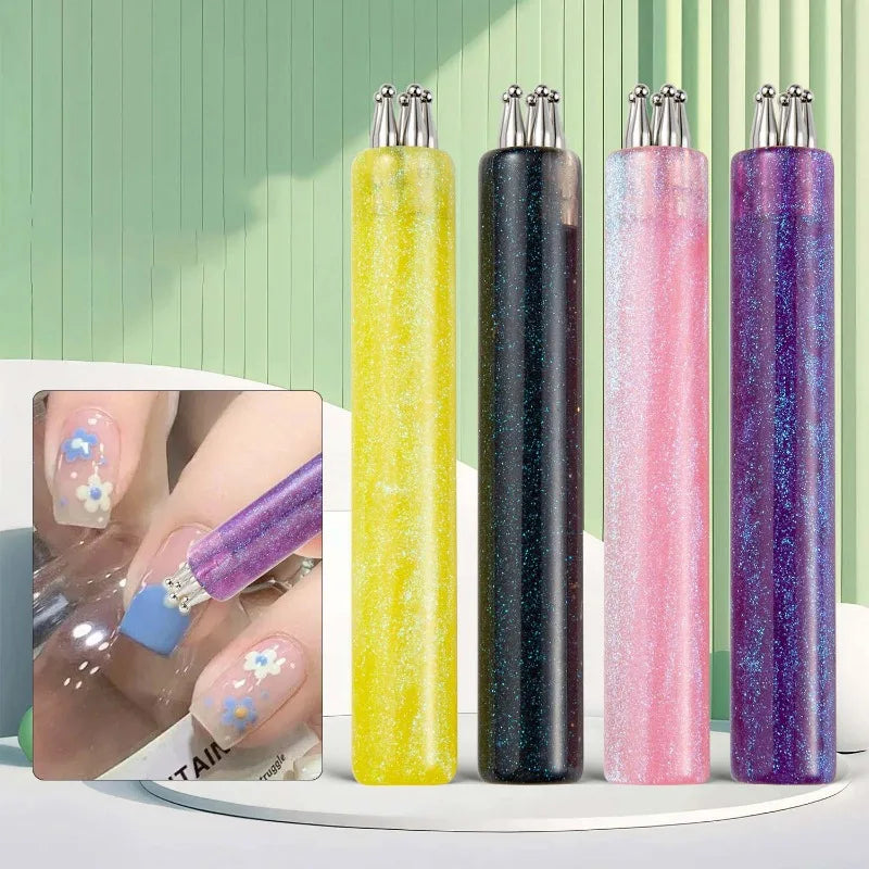Multi-purpose 5 Petal Flower Nail Dotting Pen Nail Art Acrylic Flower Nail Rhinestones Pen Marbleizing Draw Painting Pens Tools