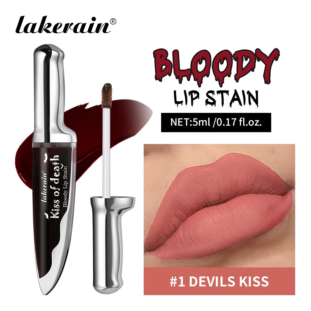 Halloween Matte Lip Stain Liquid Lipstick Dark Shades Lip Tint Smudge‑Resistant Lip Gloss Cosplay Party Long‑Wear Lip Makeup