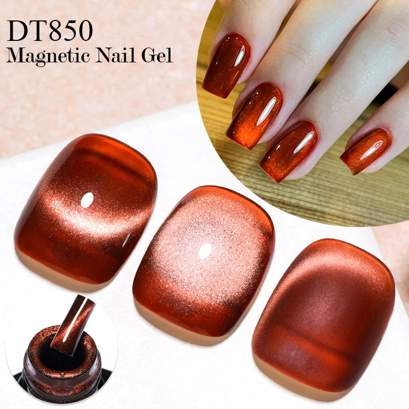 MEET ACROSS Pink Red Cat Eye Gel Nail Polish 7ml Jelly Amber Cat Magnetic Gel Nail Soak Off UV LED Semi Permanent Gel Nail Art