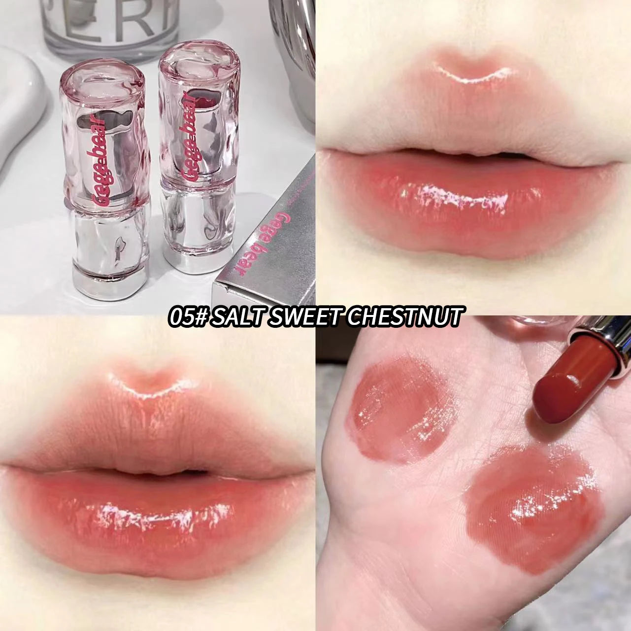 Gege bear Lightweight and translucent lipstick Watery Lip Gloss Lightweight Moisturizing Non-clumpy Ombre-lip Non-sticky