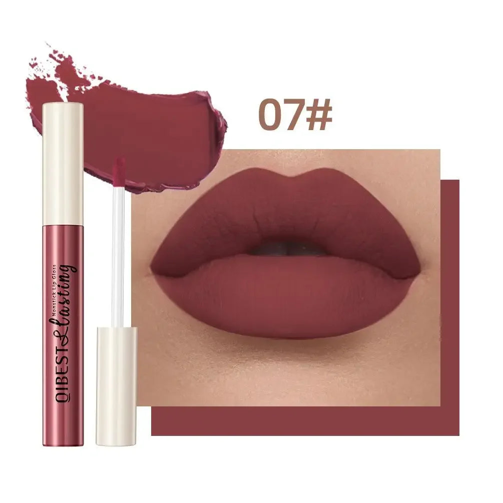Nude Matte Lip Gloss 24 Colors Long-lasting Velvet Lipstick Waterproof Non-stick Cup Sexy Red Dark Lip Tint Makeup Cosmetic