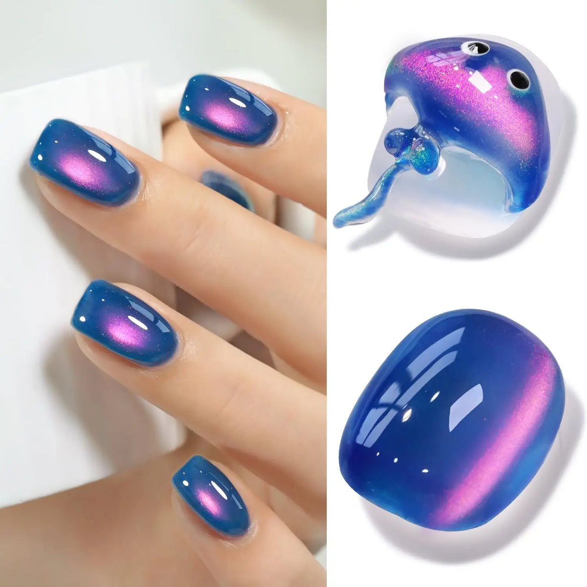 HL 15ML Jelly Glass Cat Eye Gel Polish Holographic Glitter Shimmer Translucent Sheer Color Magnetic Nail Polish for DIY at Home