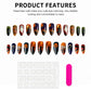 24pcs Halloween Style Press On Nails Dusk Series Glossy Almond False Nails With Horror Pumpkin Ghost Black Cat Designs Fake Nail