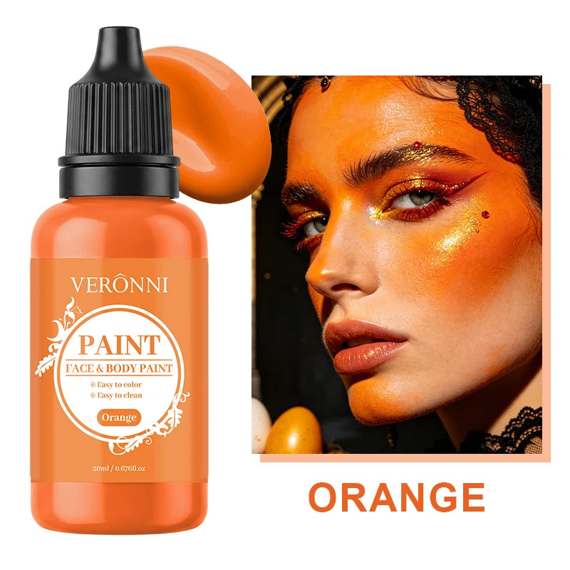 20ml Water Based Face Body Paint Single Bottle Safe Non-toxic For Halloween Party Cosplay Makeup Easy To Wash Off For Kids Adult