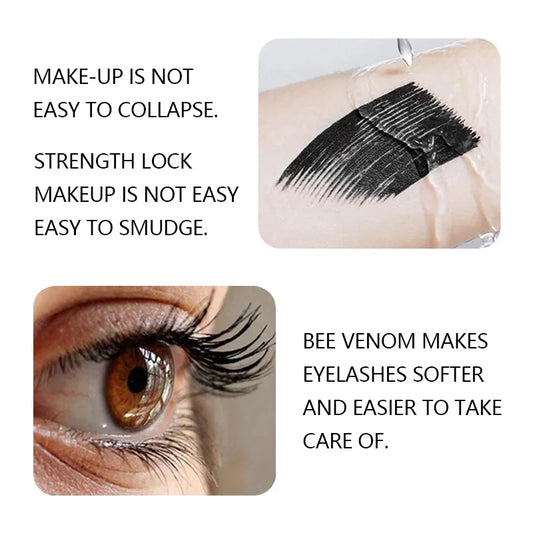 5D Waterproof Mascara Lengthens Eyelashes Extension Black Silk Fiber Mascara Female Makeup Cosmetic Bee Venom Curled Masc