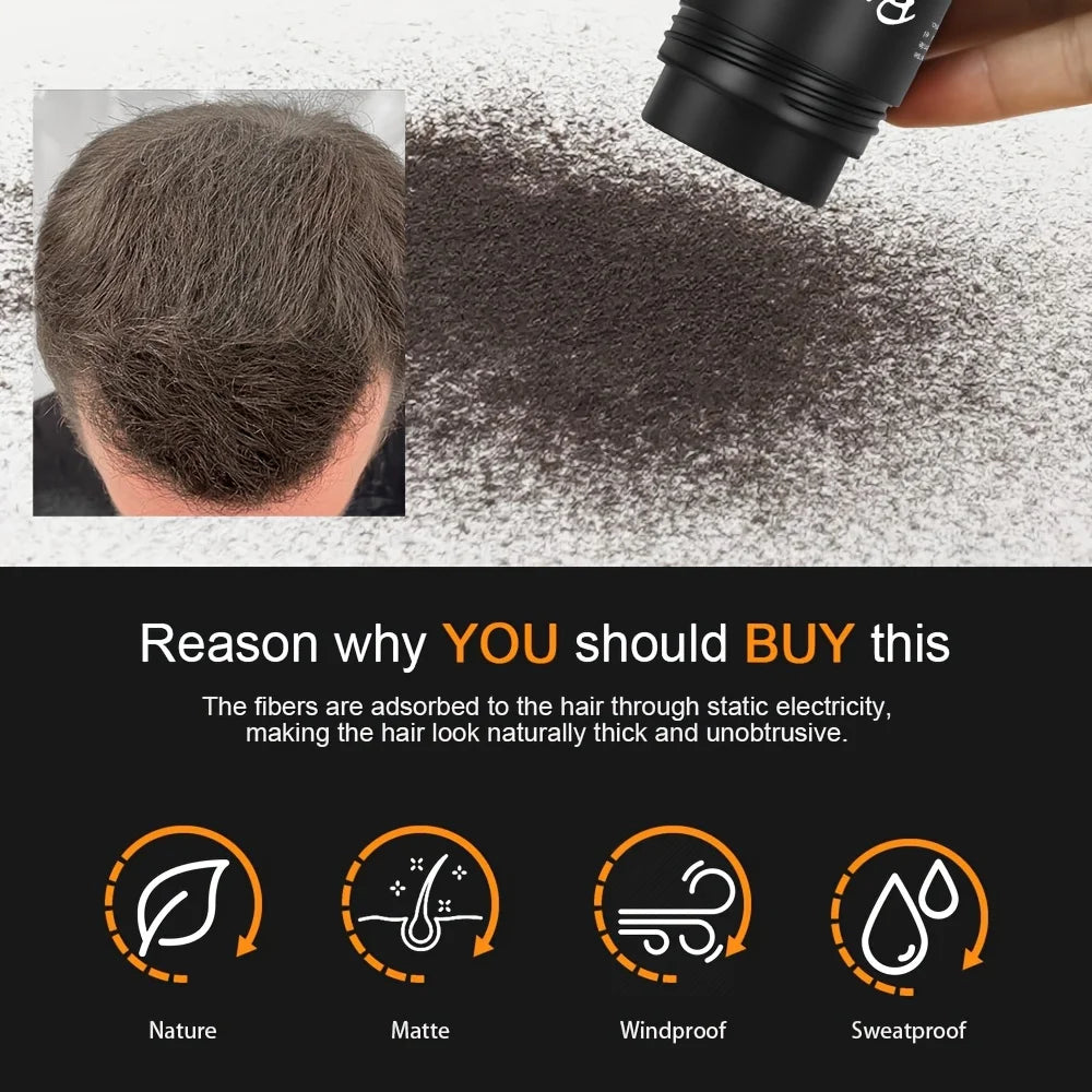 Bunee Hair Fiber Powder 27.5g. Natural & fine, instantly adheres to fill hairlines & partings. Visually boosts volume. For all.