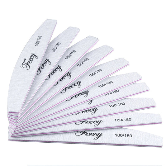 10Pcs/Lot Nail File Buffer Double Side Nail Files Buffer 80/100/150/180/240 Grit Limas Trimmer Lime Nail Art Ongle Manicure Tool